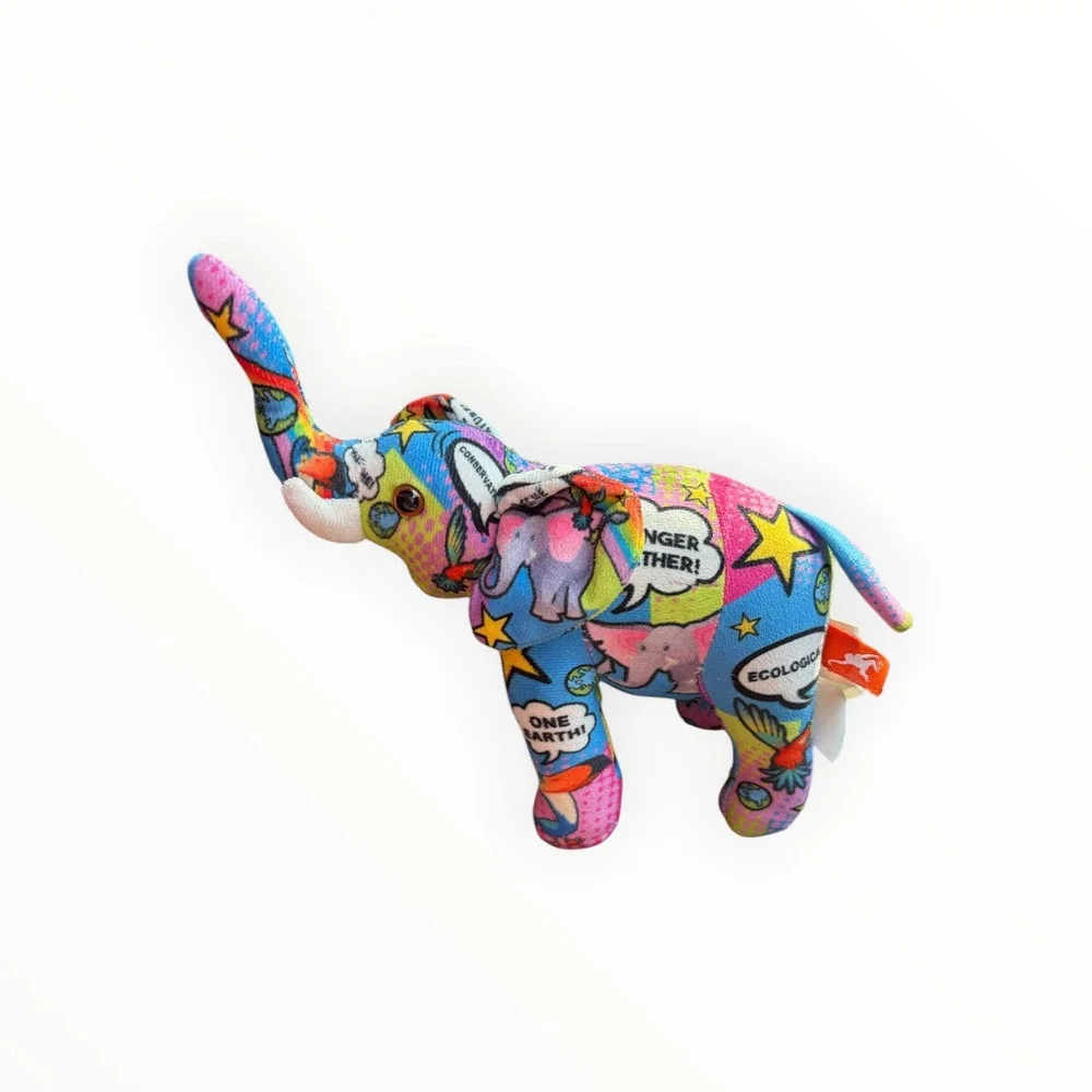 Wild Republic Ecokins Elephant Plush Comic Print Stronger Together One Earth 6in